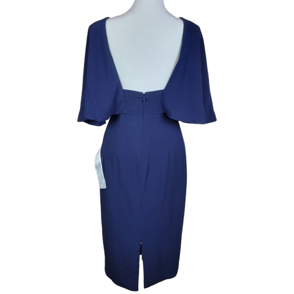 Dress the Population Dress Womens XS Navy Louisa Flutter Sleeve‎ Sheath V Neck - Picture 3 of 13